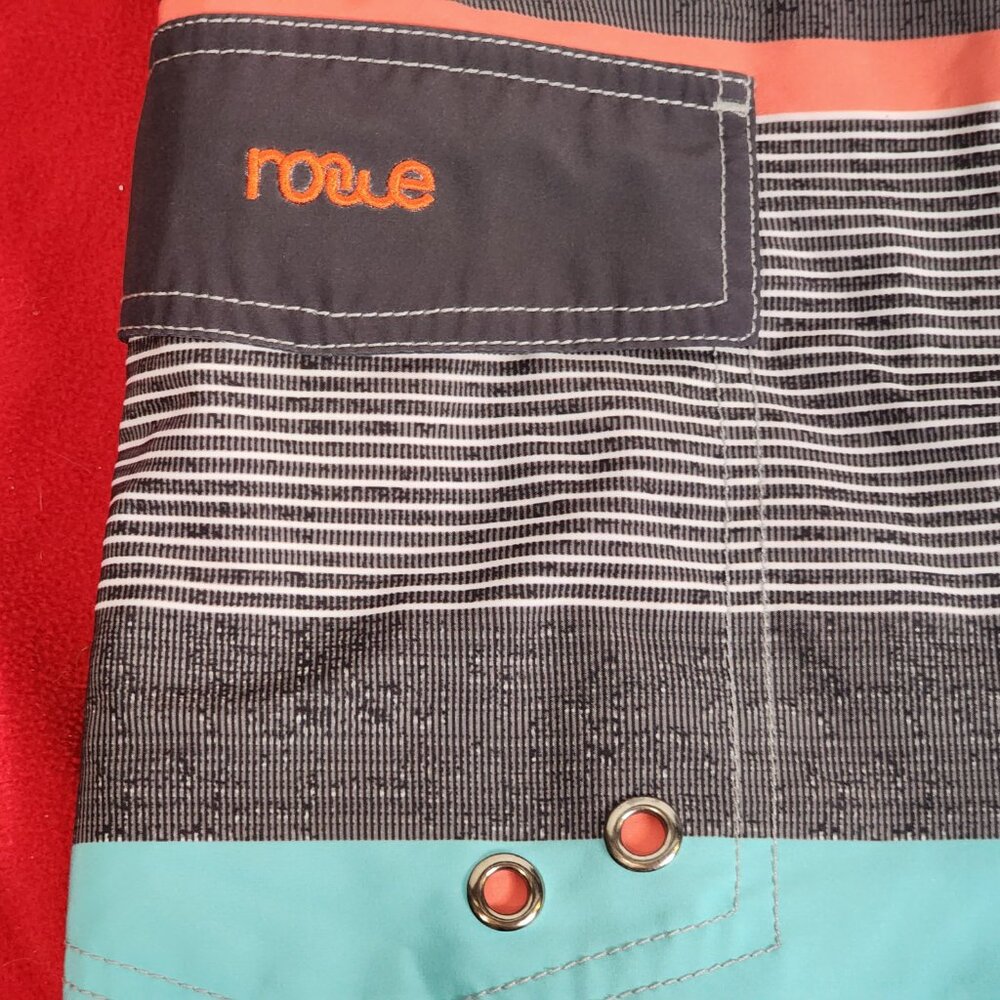 Nonwe Greige Peach Sea Green Poly Span Mesh Lined Pocket Swim Board Shorts Sz 36 - Picture 6 of 16